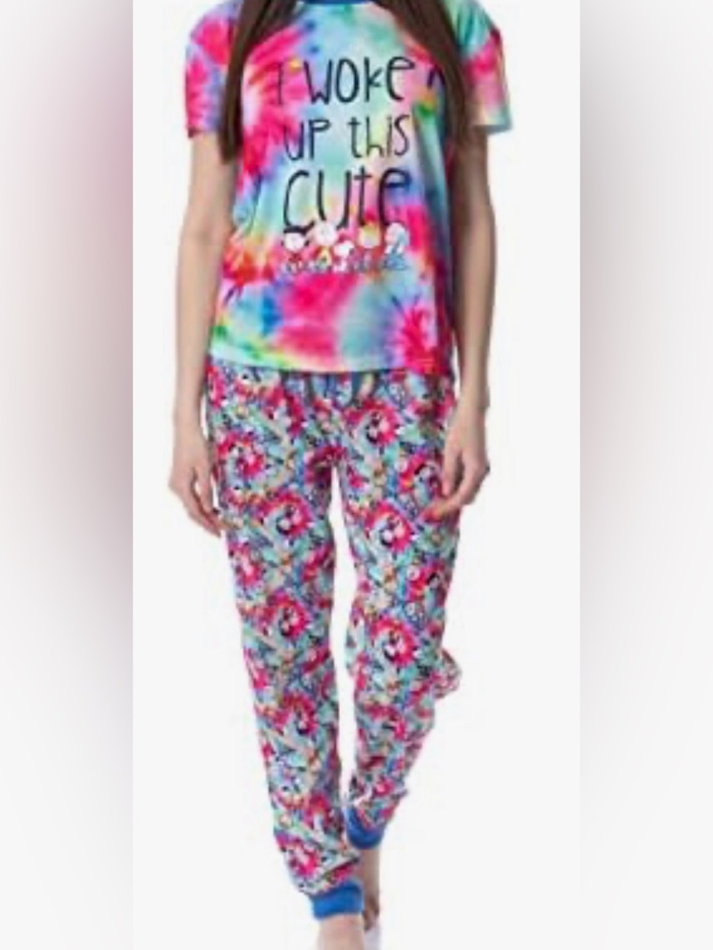 Women's Peanuts Tie-Dye 'I Woke Up This Cute' Pajama Set, Size XL